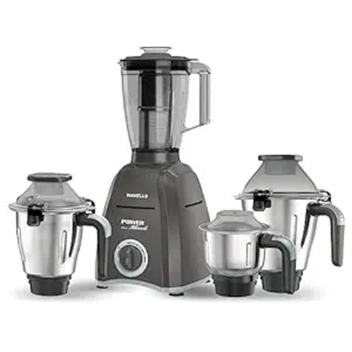 Havells Power Hunk (4 Jar) 800 watt Mixer Grinder with 3 Wider mouth Stainless Steel Jar Hands Free operation SS-304 Grade Blade & 7 year motor warranty (Grey) (POWER HUNK 4J)